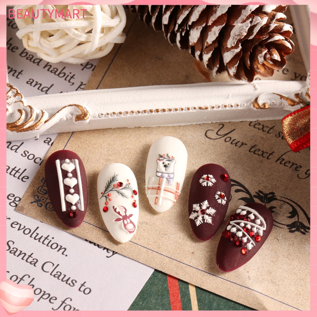 Miếng Dán Móng Tay Tự Dính Chống Nước Không Phai Có Thể Tháo Rời Chủ Đề Giáng Sinh