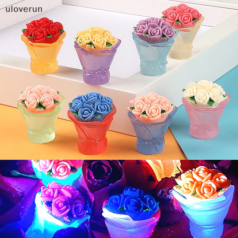 1 Bó Hoa Hồng Mini Phát Quang Dùng Trang Trí Tiểu Cảnh