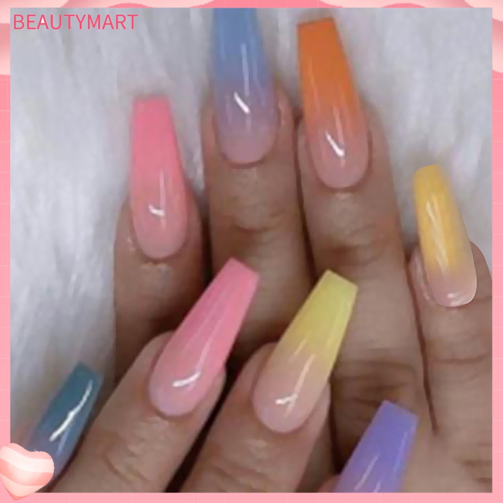 Bộ 20 Móng Tay Giả Hình Thang Siêu Dài Che Phủ Toàn Diện DIY