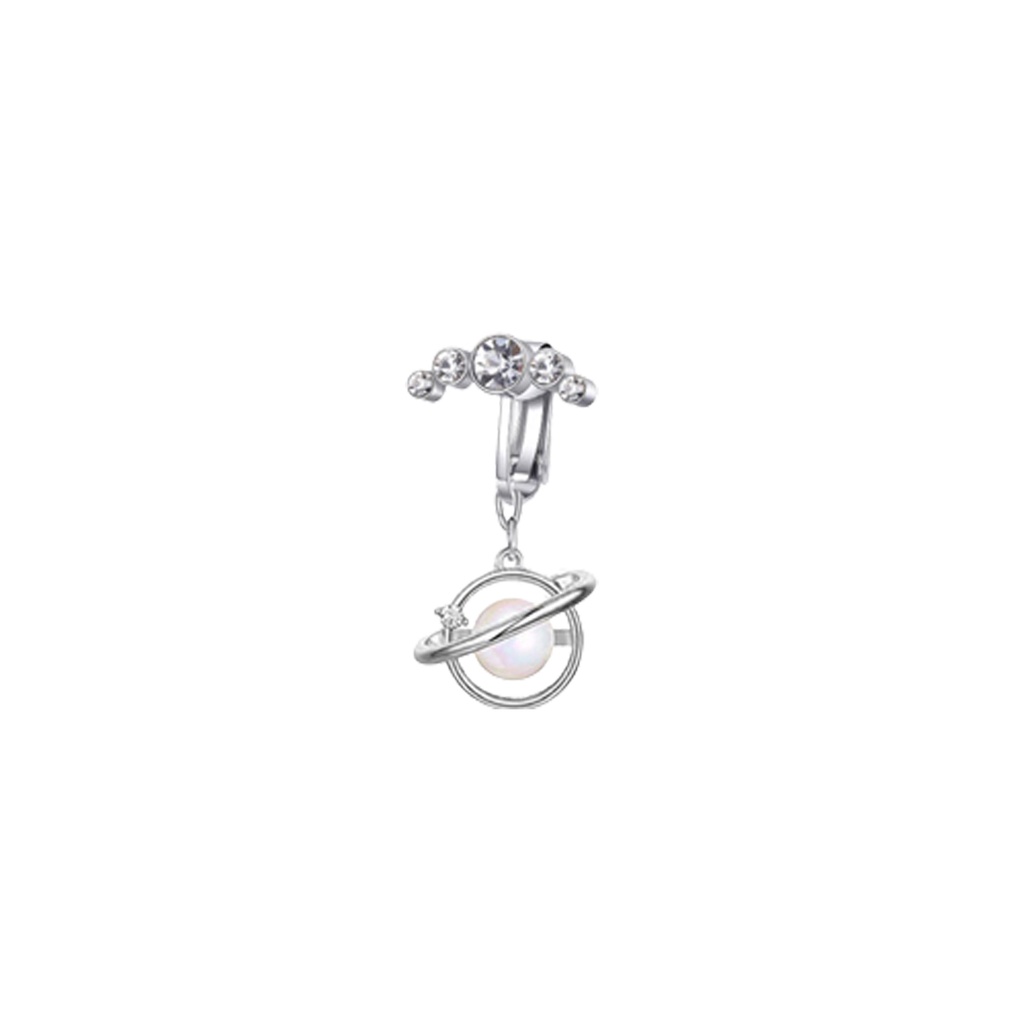 1 Khuyên Rốn Màu Bạc Hình Mặt Trăng Khuyết Không Cần Lỗ Xỏ Lỗ