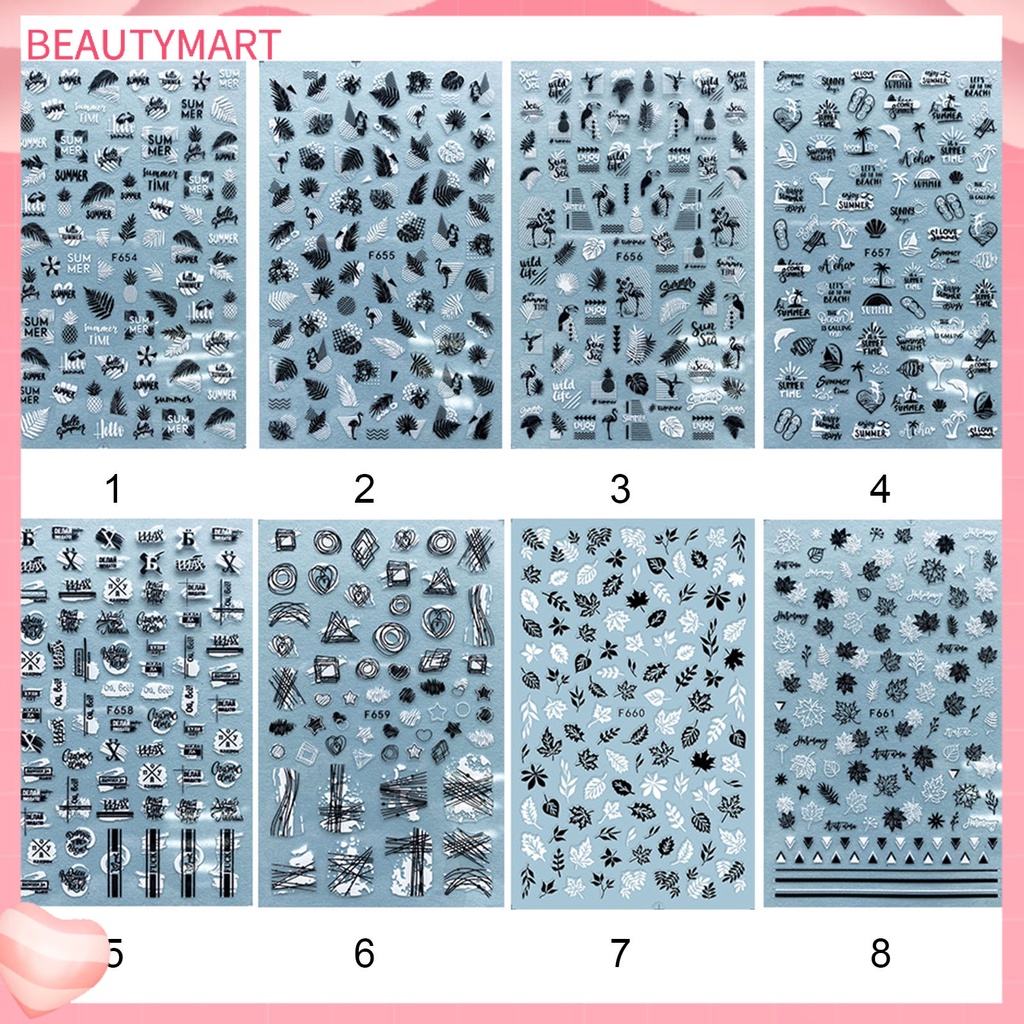 Bộ 2 Miếng Dán Trang Trí Móng Tay 3D Tự Dính Lâu Trôi Hình Vỏ Sò / Lá Dừa Đa Năng Dành Cho Bạn Gái