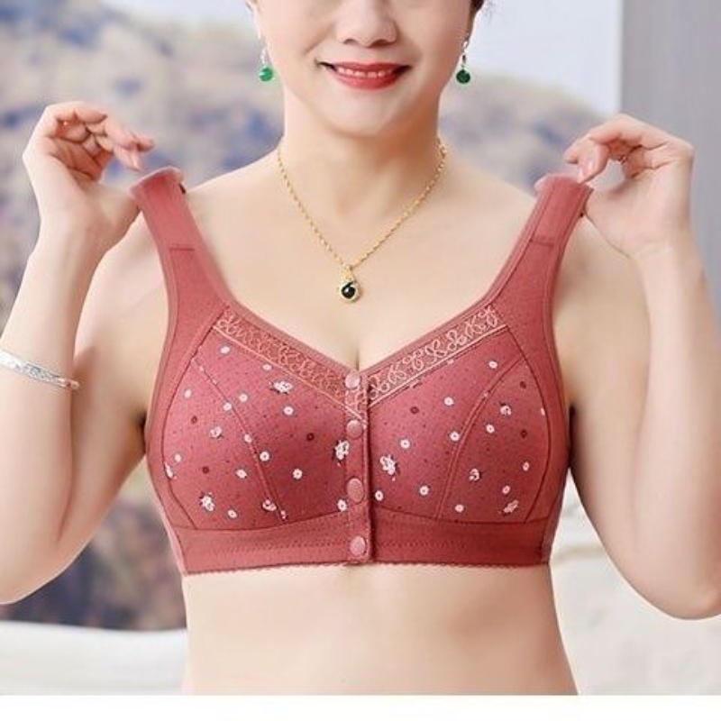 Áo Ngực Cotton Không Gọng Nâng Ngực Cài Trước Cho Nữ