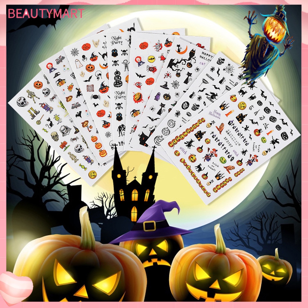 Set 5 Miếng Dán Trang Trí Móng Tay Chủ Đề Halloween Độc Đáo