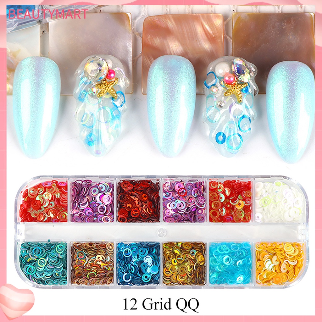 Hộp 12 Màu Kim Tuyến Trang Trí Móng Tay Nghệ Thuật