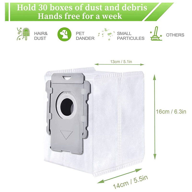 Bộ 2 Bàn Chải Cao Su + 6 Bộ Lọc HEPA + 6 Cọ Bên + 6 Túi Đựng Phụ Kiện Cho Roomba E, I, J