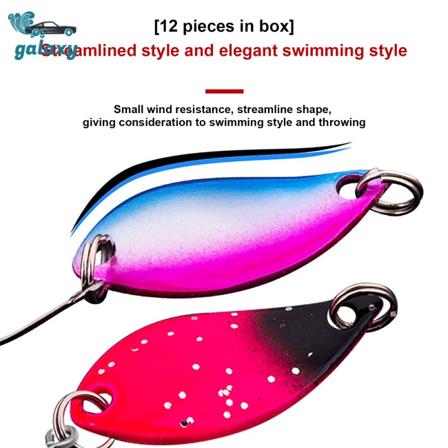 Set 12 Mồi Giả Nhử Cá Bằng Kim Loại Nhiều Màu Sắc Kèm Hộp Đựng