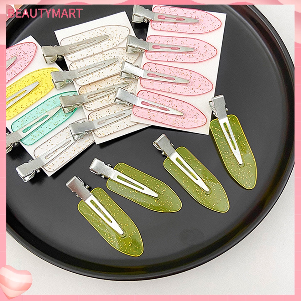 Bộ 4 Kẹp Tóc Acrylic Không Đường May Siêu Nhẹ Màu Sắc Tươi Sáng Dễ Sử Dụng