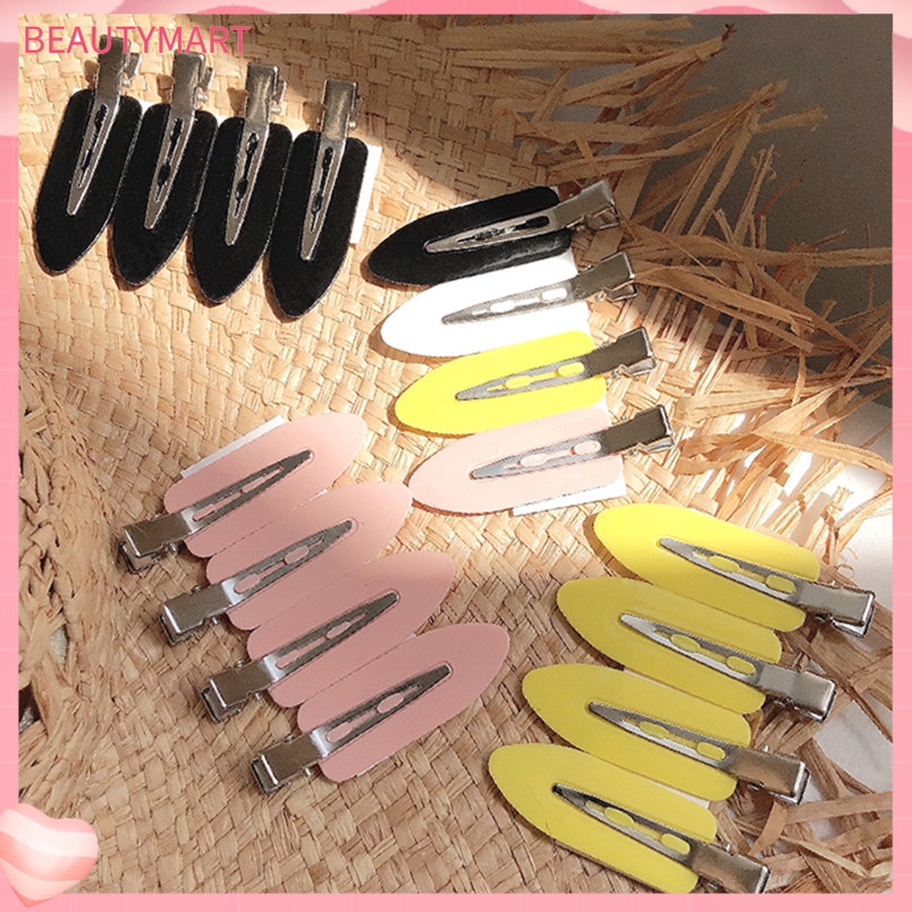 Bộ 4 Kẹp Tóc Acrylic Không Đường May Siêu Nhẹ Màu Sắc Tươi Sáng Dễ Sử Dụng