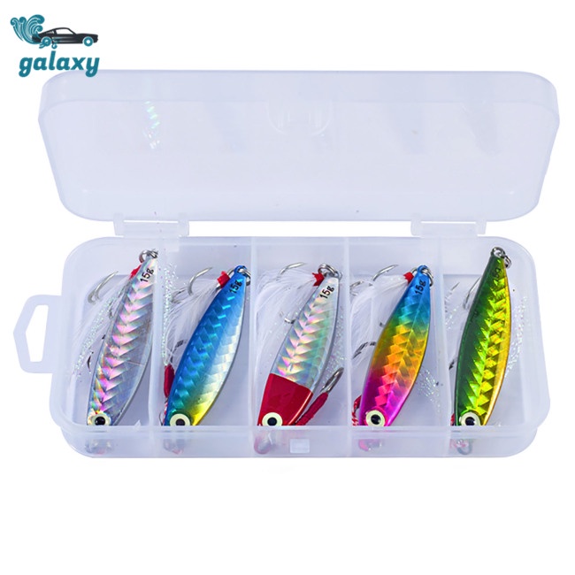 Galaxy Set 5 Mồi Giả Nhử Cá 7g / 10g / 15g / 20g / 30g Bằng Nhựa Kèm Hộp Đựng