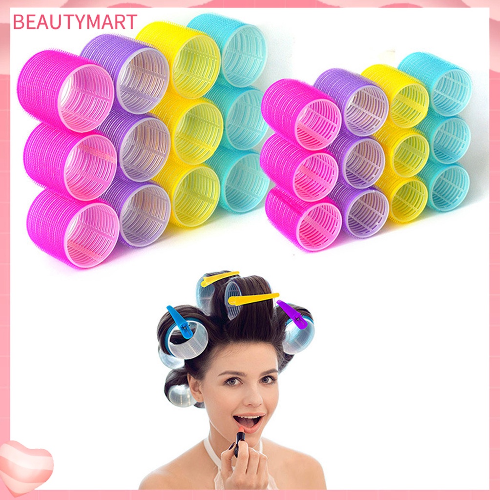 Set 10 Lô Uốn Tóc Tự Dính DIY Không Dùng Nhiệt Màu Sắc Ngẫu Nhiên