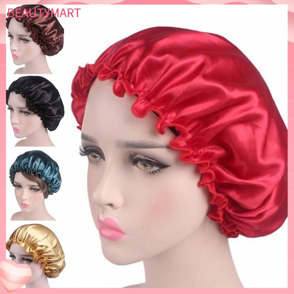 Mũ Trùm Đầu Bằng Satin Co Giãn Màu Sắc Đơn Giản Cho Nữ