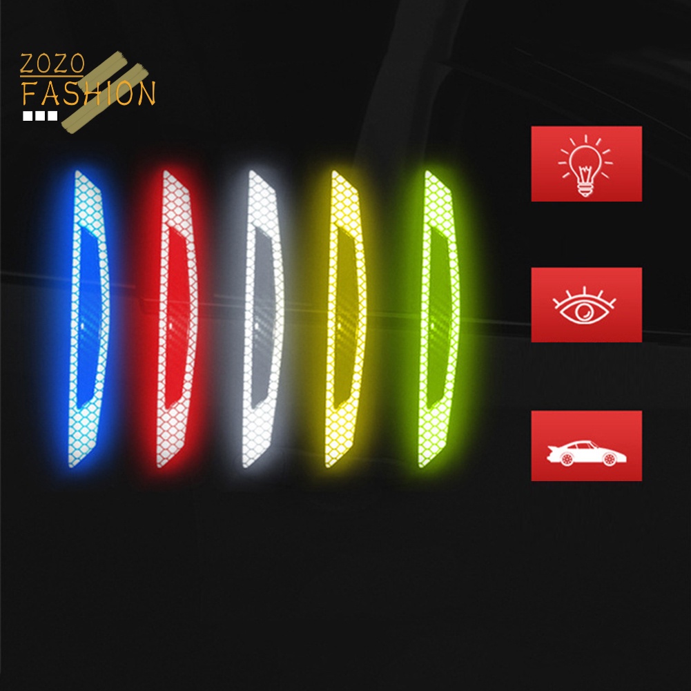 4 Miếng Dán Carbon Phản Quang Chống Trầy Trang Trí Cửa Xe Hơi