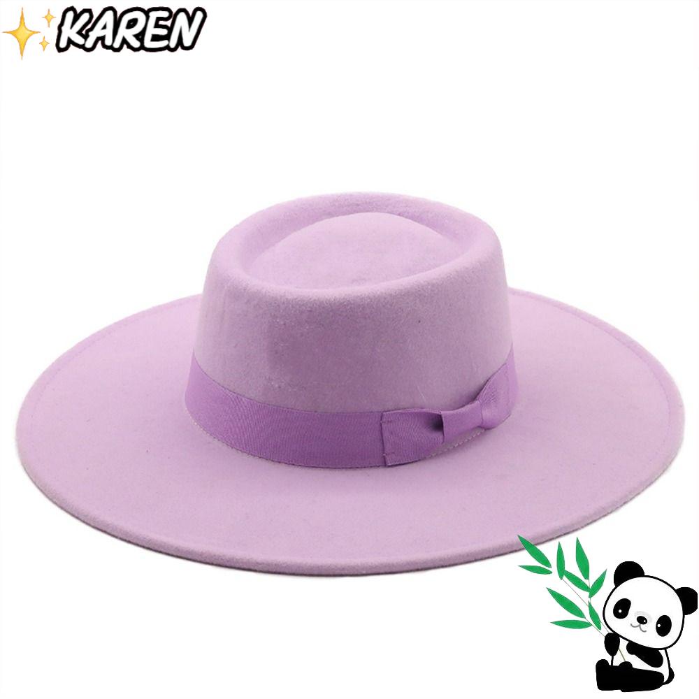 KAREN Nón Vành Rộng Đính Nơ Thời Trang Thanh Lịch Cho Nữ