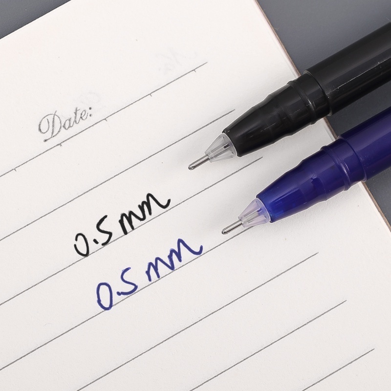 Bút Bi Lăn Mực Đen Ngòi 0.5mm Khô Nhanh Kèm Gôm Tẩy