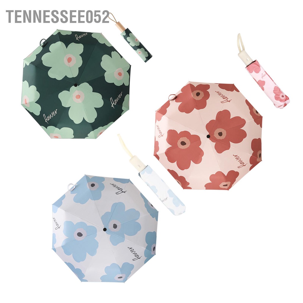 Tennessee052 Mẫu hoa ô gấp chống tia cực tím Có thể gập lại Rain Shine Sử dụng kép Ô che nắng cho du lịch