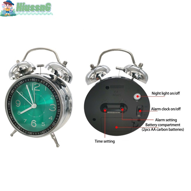 Đồng Hồ Báo Thức Để Bàn 4 inch Không Ồn Có Đèn