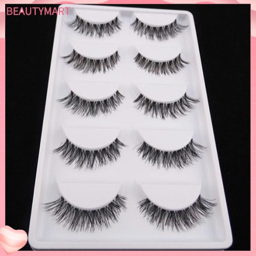 Set 5 Cặp Lông Mi Giả Màu Đen Mềm Mại Nối Dài Mi Mắt