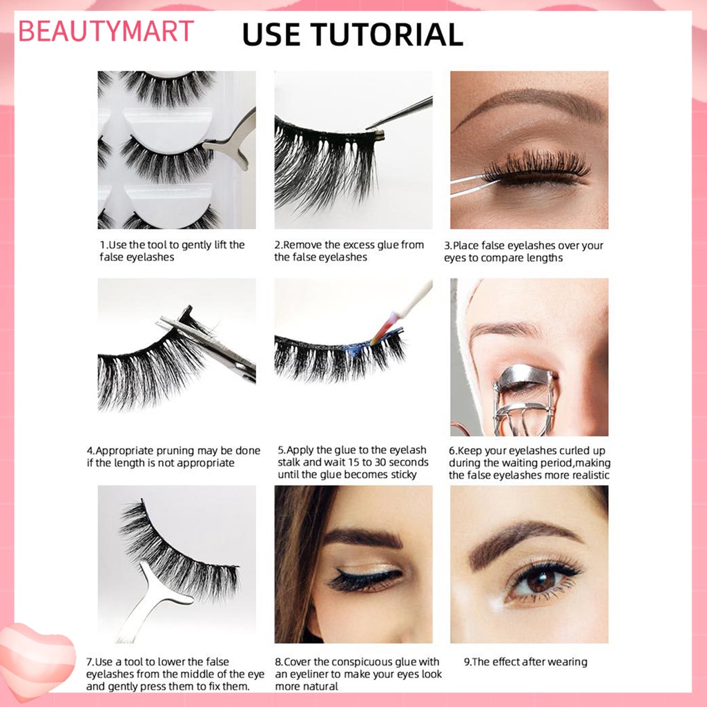 1 Hộp Lông Mi Giả 3D Tự Nhiên Thân Thiện Với Môi Trường Chống Thấm Nước Dành Cho Nữ