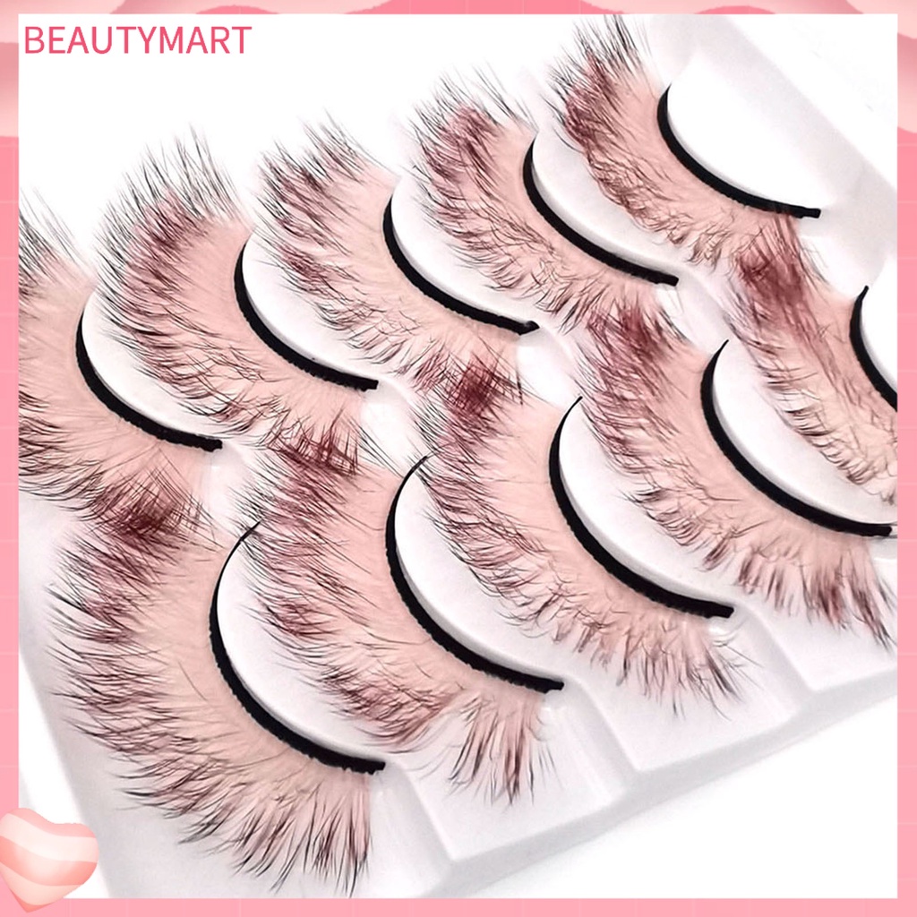 Set 5 Cặp Lông Mi Giả 3D Mềm Mại Thoải Mái Màu Gradient Dành Cho Trình Diễn