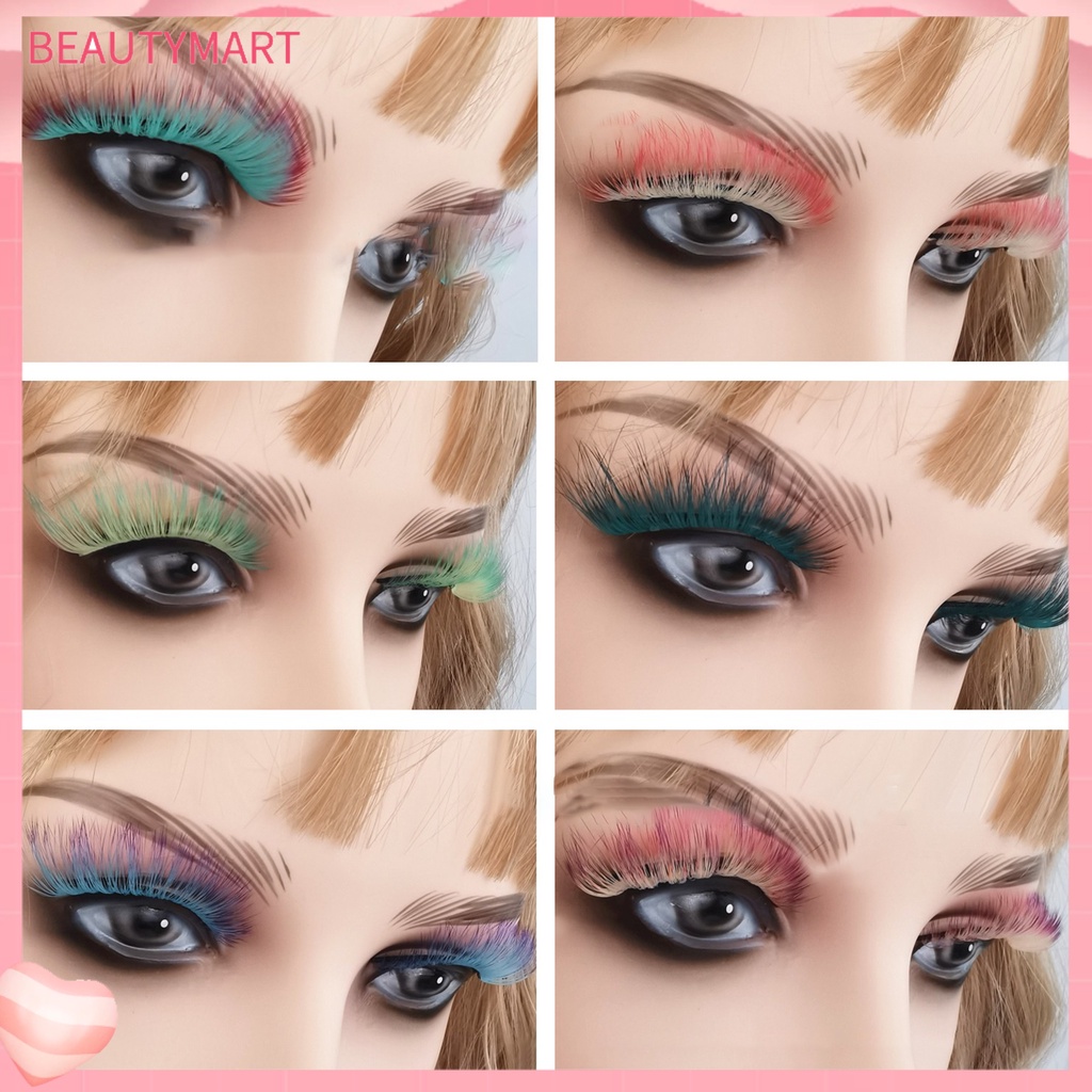 1 Cặp Lông Mi Giả 3D Dạ Quang Màu Sắc Gradient Dành Cho Nữ