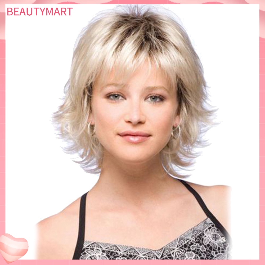 Bộ Tóc Giả Ngắn Xoăn Màu Vàng Thời Trang Dành Cho Nữ