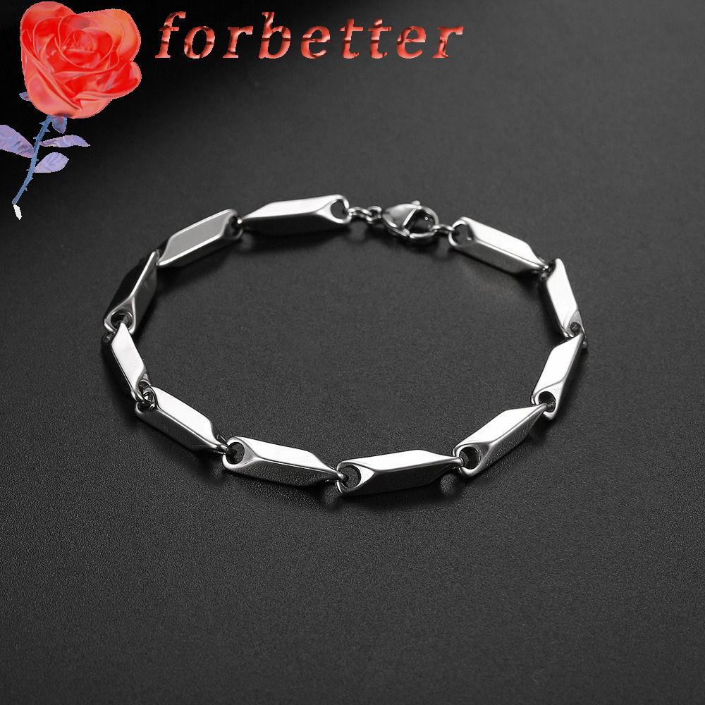 FORBETTER Vòng Tay Hình Học Đơn Giản Bằng Thép Không Gỉ Phong Cách Hip hop Cổ Điển Cho Nam