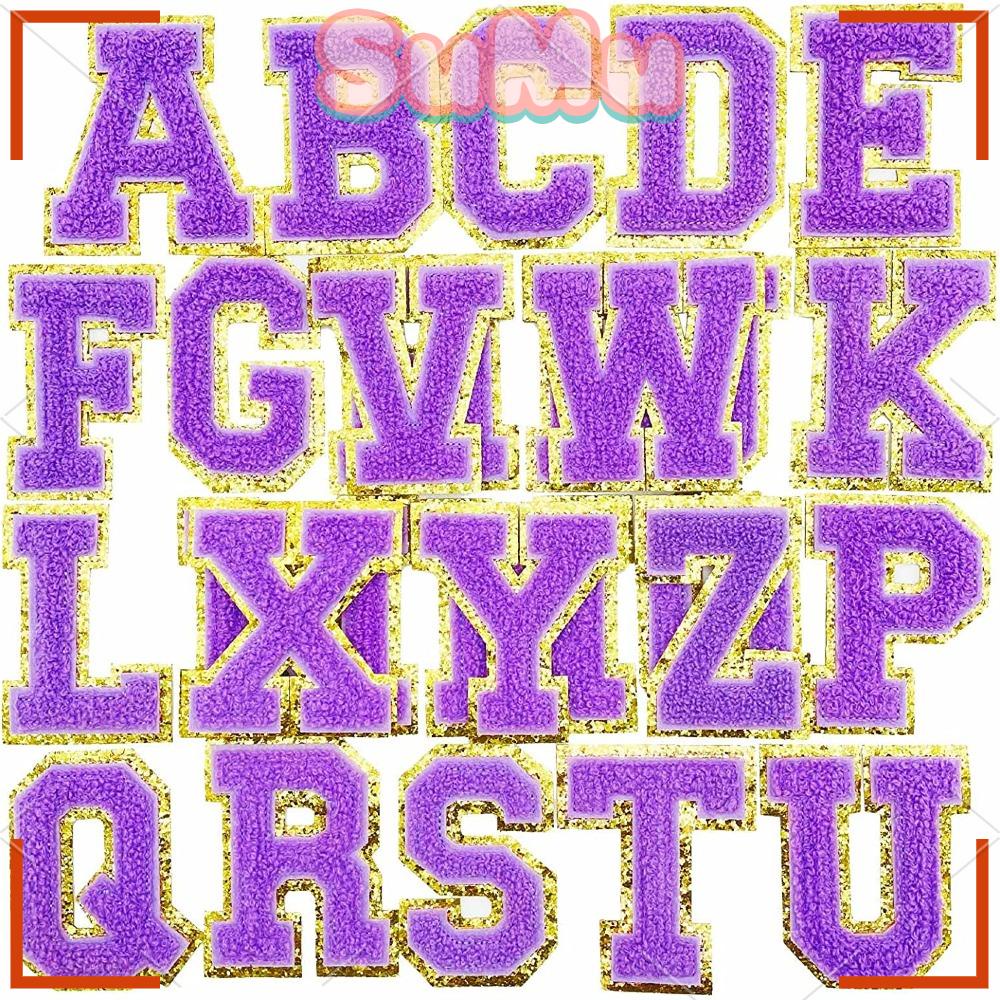 SUMU Sticker Ủi Thêu Chữ Cái Tiếng Anh Màu Tím
