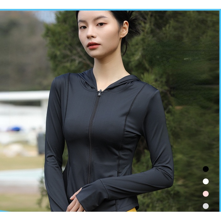 Áo Khoác Chống Nắng Ôm Dáng Bằng Lụa Lạnh Màu Đen Chống Tia Cực Tím Thời Trang Mùa Hè Cho Nữ