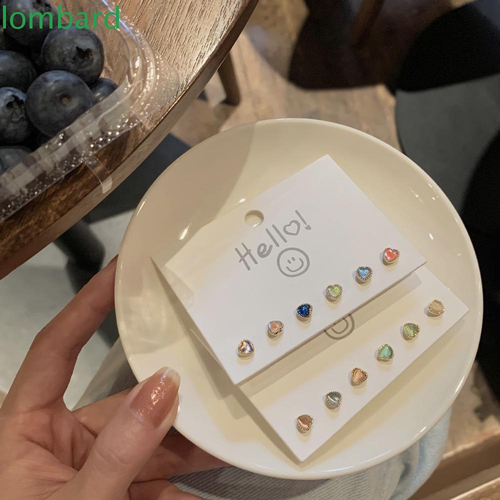 LOMBARD Set 6 Khuyên Tai Phong Cách Hàn Quốc Sang Trọng