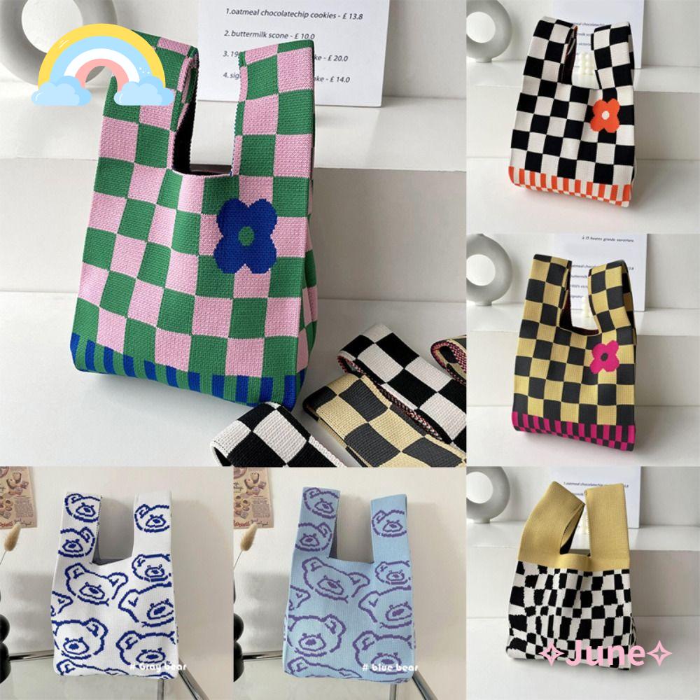 JUNE Túi Xách Đan Len Thủ Công Có Thể Tái Sử Dụng