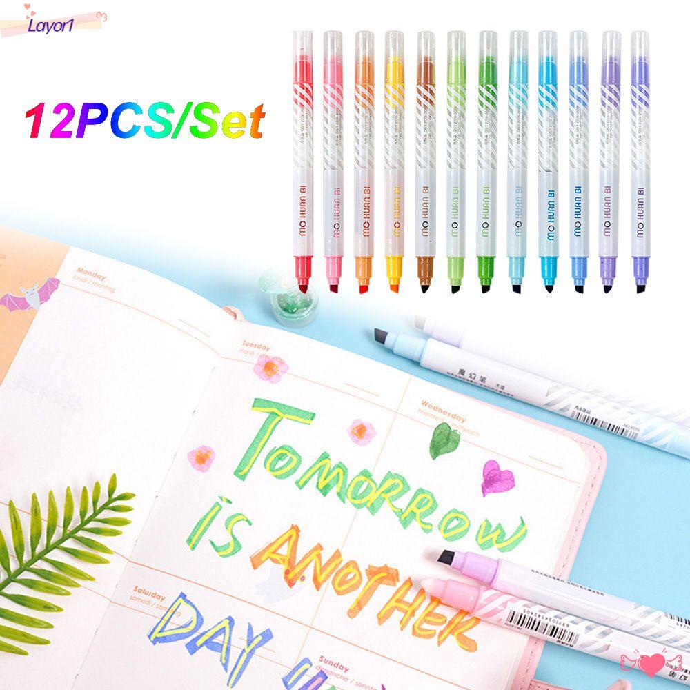 LAYOR1 Set 12 Bút Dạ Quang Nhiều Màu Sắc