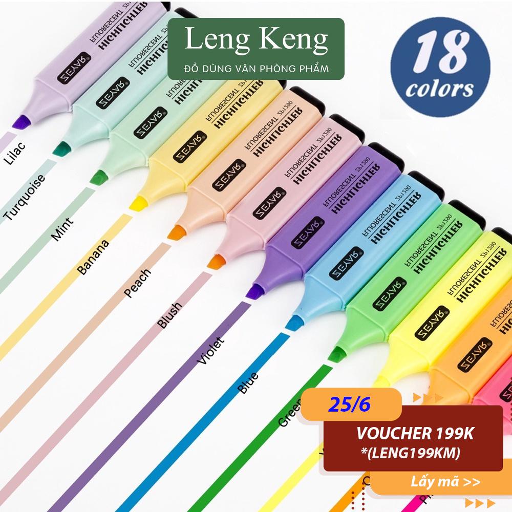 Bút highlight dạ quang văn phòng phẩm Leng Keng set 6 màu tùy chọn