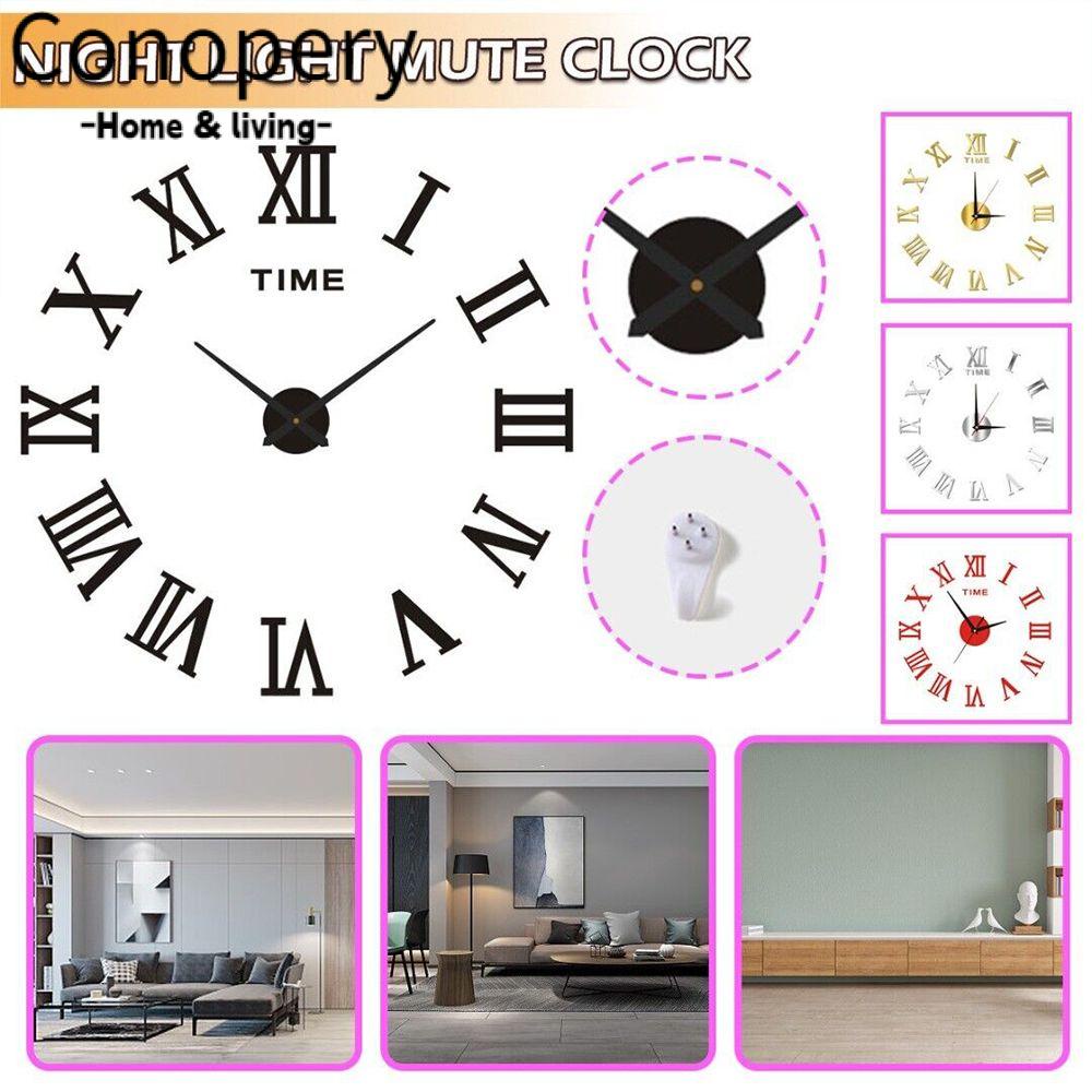 CONOPERY Đồng Hồ Treo Tường Mặt Gương Chữ Số La Mã