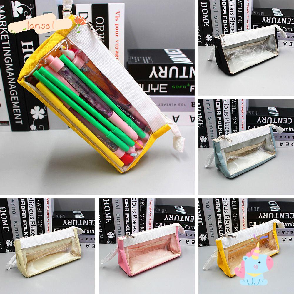 LANSEL Túi Đựng Bút Trong Suốt Sức Chứa Lớn Dễ Thương