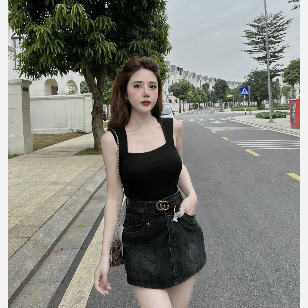 Áo ba lỗ cổ vuông 4 màu cho nữ