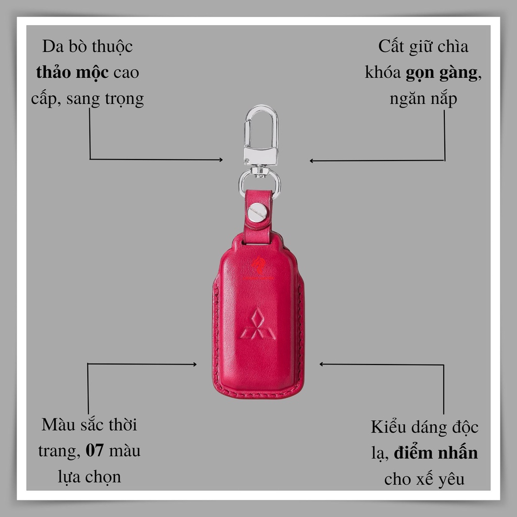 Bọc chìa khoá xe ô tô Xpander màu đỏ tươi - Thương hiệu Longdo Leather