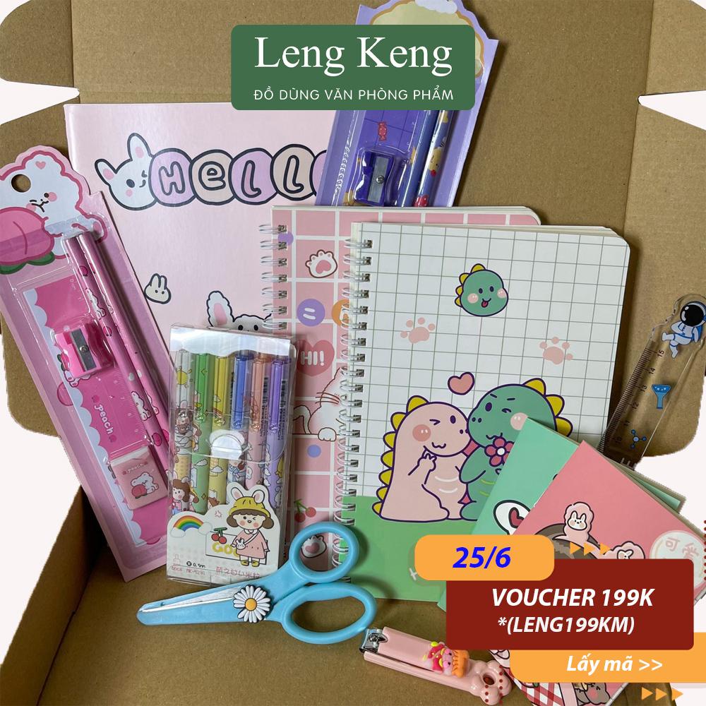 Combo quà tặng đồ dùng học tập siêu xinh Leng Keng set 8 món đồ dùng học tập làm quà tặng sinh nhật cute CB08