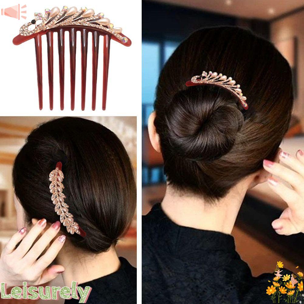 LEILY Lược Cài Tóc Cô Dâu Đính Đá Pha Lê Lấp Lánh