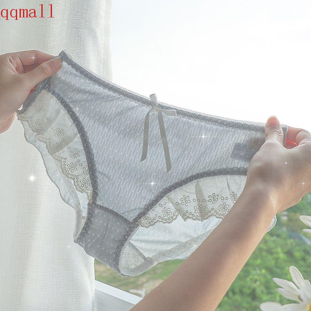 QQMALL Quần Lót Cotton Lưng Vừa Đính Nơ Ngọt Ngào Hợp Thời Trang Cho Bạn Gái