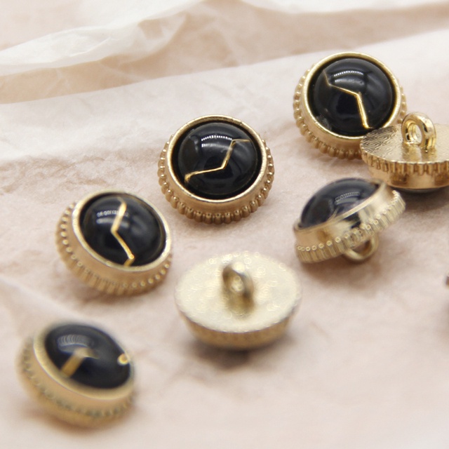 Set 10 Nút Áo Kim Loại 11mm Hình Sấm Sét Màu Vàng