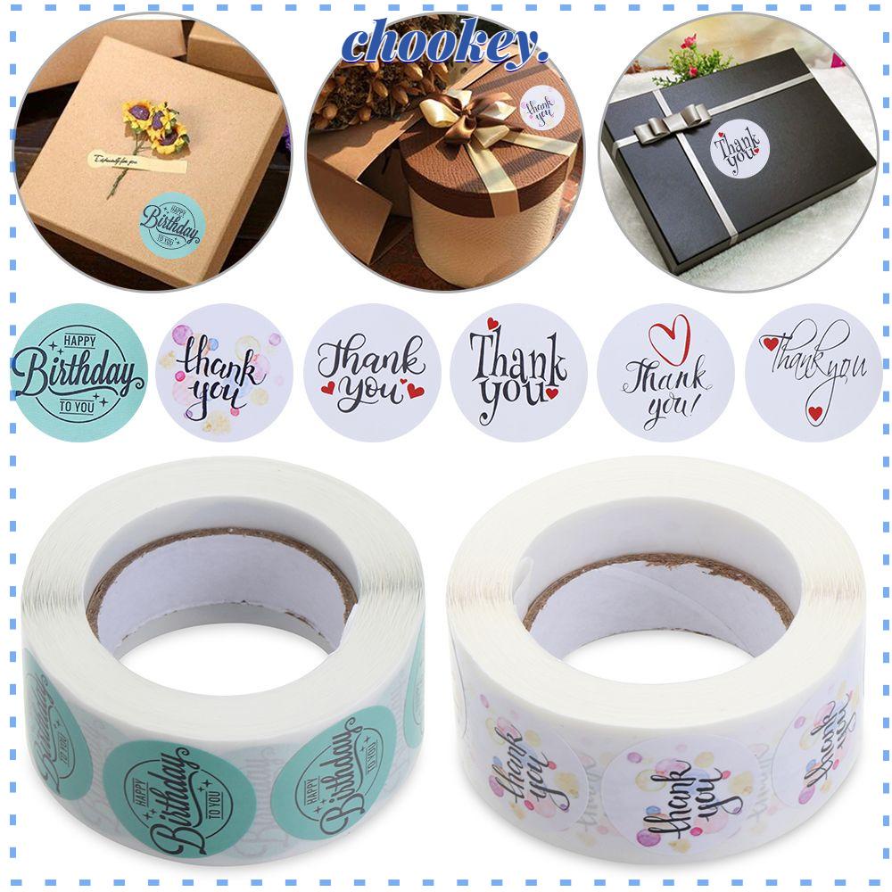CHOOKEY Cuộn 500 Nhãn Dán Thank You Trang Trí Quà Tặng Tiệc Cưới