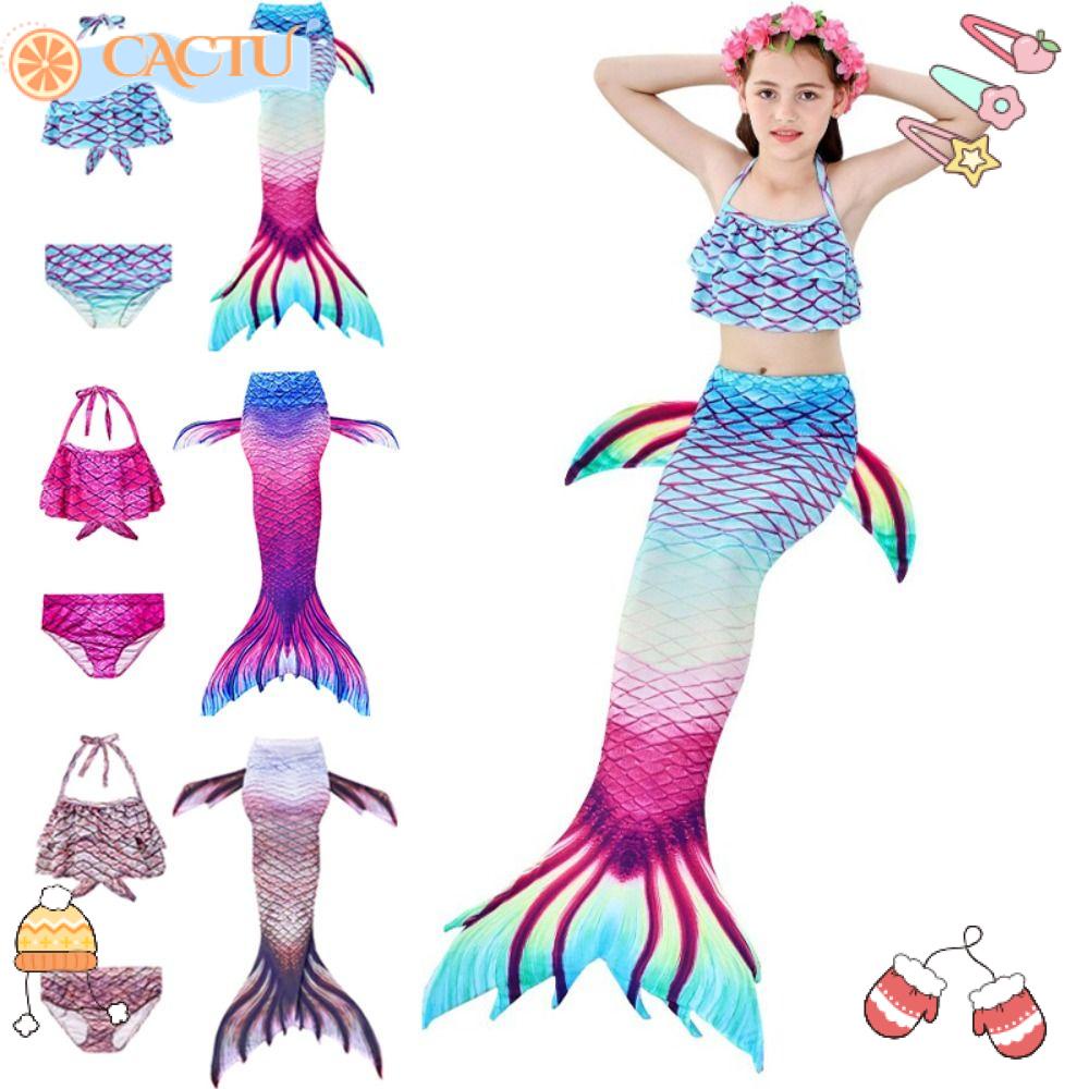 Bộ Đồ Bơi Bikini 3-14 Tuổi Thiết Kế Đuôi Nàng Tiên Cá Nhiều Màu Sắc Dễ Thương Cho Bé Gái