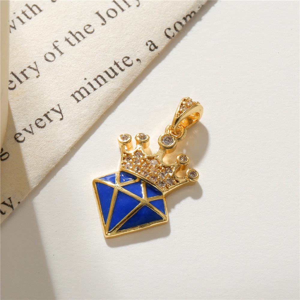 Mặt Dây Chuyền Mạ Vàng Đính Đá Zircon Hình Vương Miện Dùng Làm Trang Sức DIY