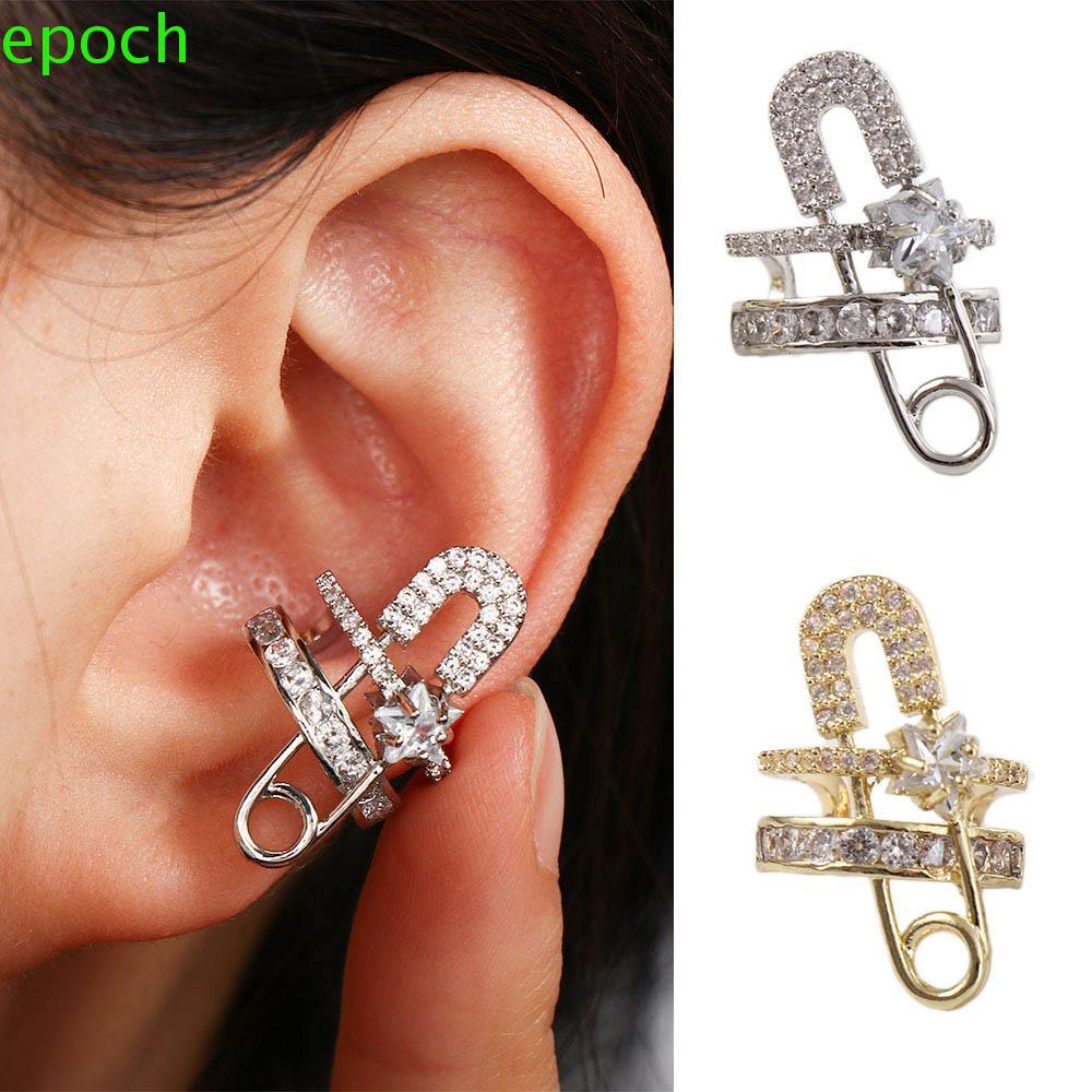 EPOCH 1 Khuyên Kẹp Tai Mạ Bạc Đính Đá Phong Cách Hàn Quốc