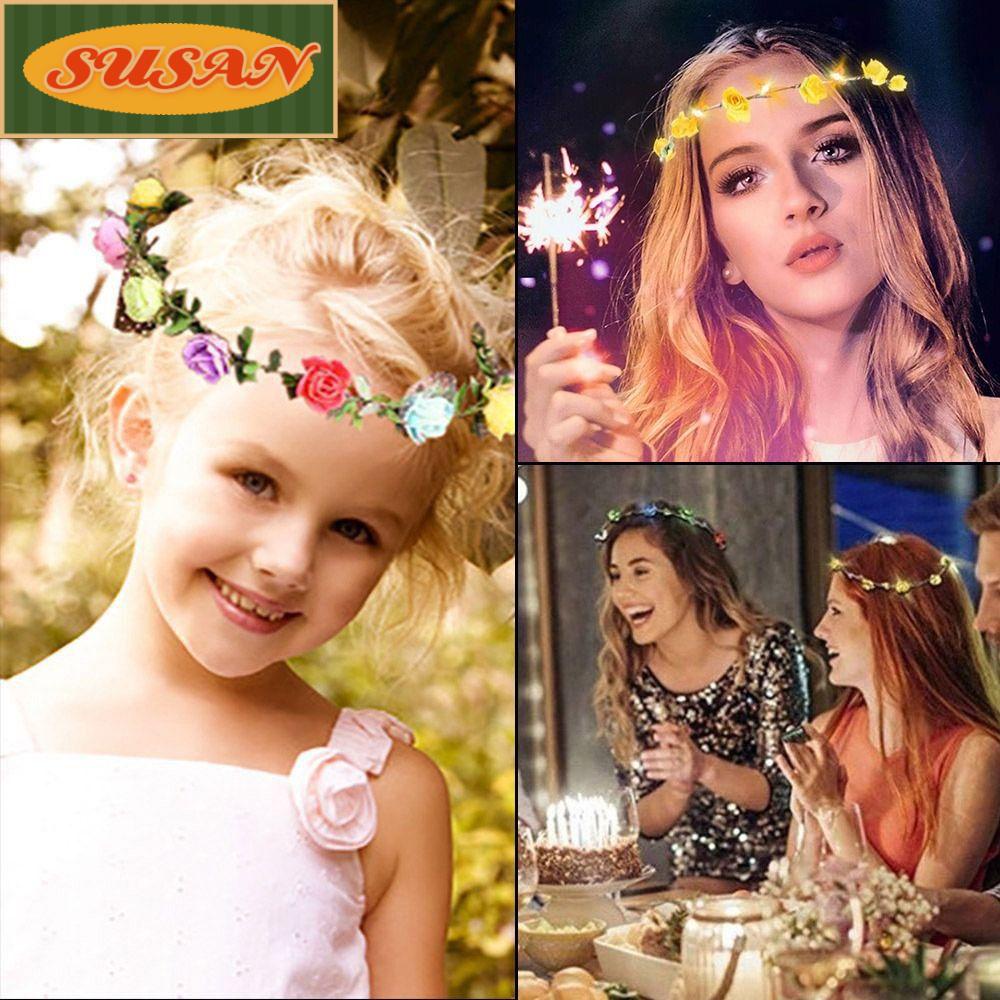 SUSANS Set 2 Vòng Hoa Đội Đầu Có Đèn LED Phát Sáng Cho Bé