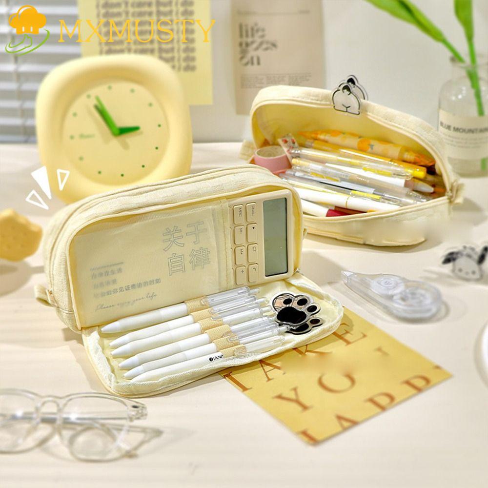 Túi Đựng Đồ Trang Điểm Nhiều Ngăn Màu Kem Phong Cách Hàn Quốc Dễ Thương Dành Cho Trẻ Em