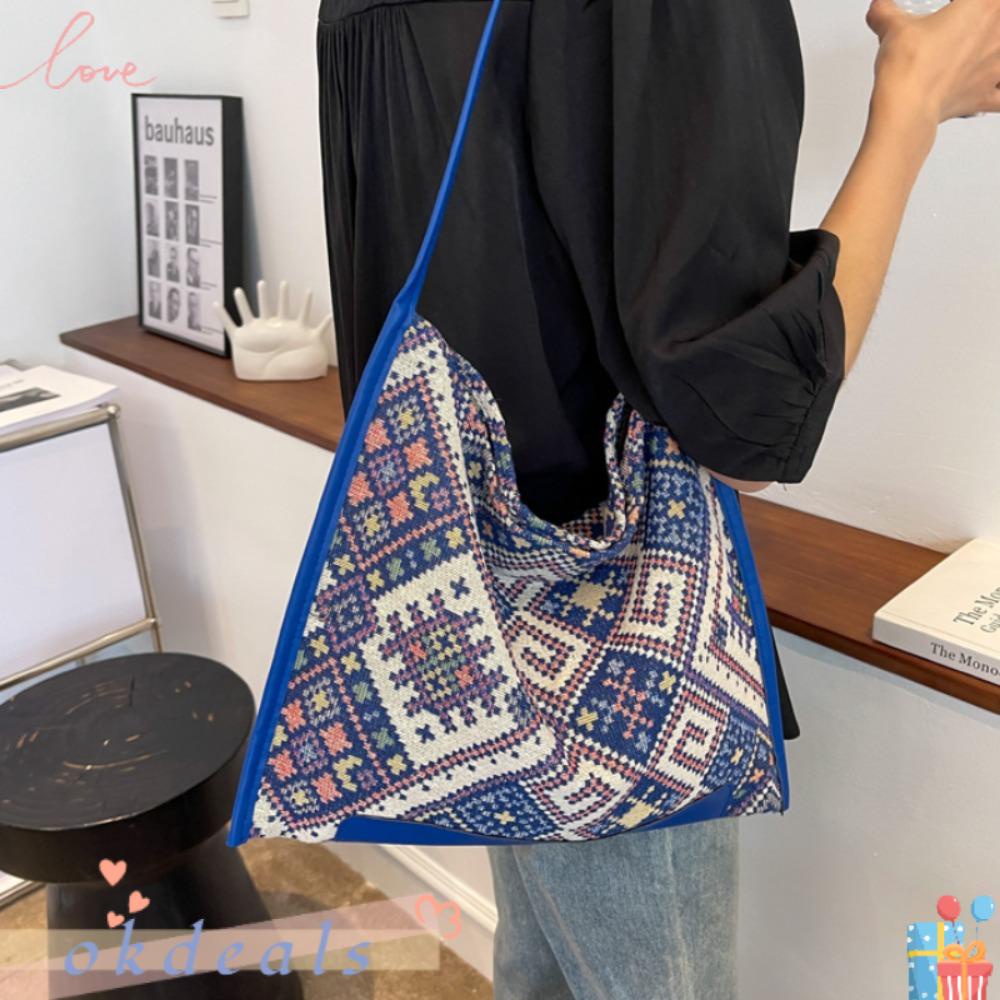 Túi Xách Tote Mềm Phong Cách Dân Tộc Retro Thời Trang Đi Biển