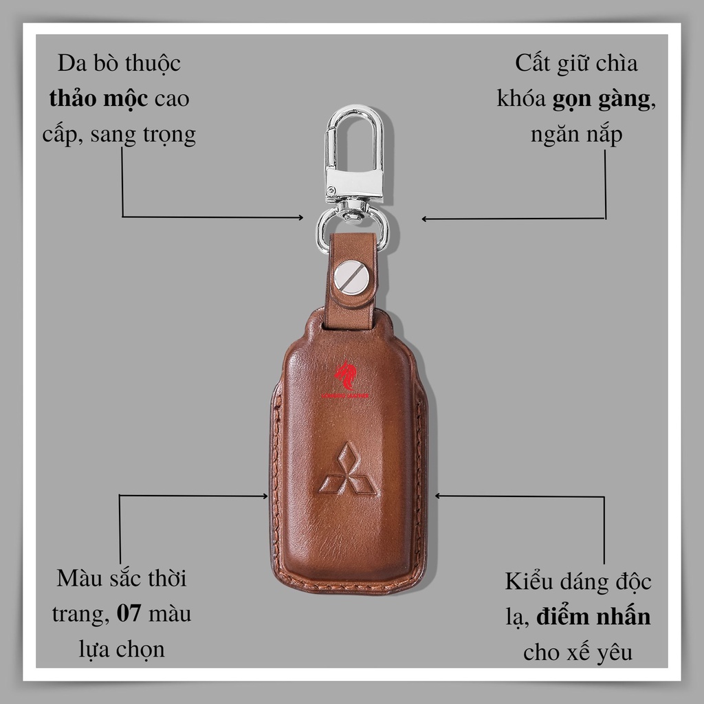 Ốp chìa khóa xe ô tô Xpander màu nâu chocolate - Thương hiệu Longdo Leather