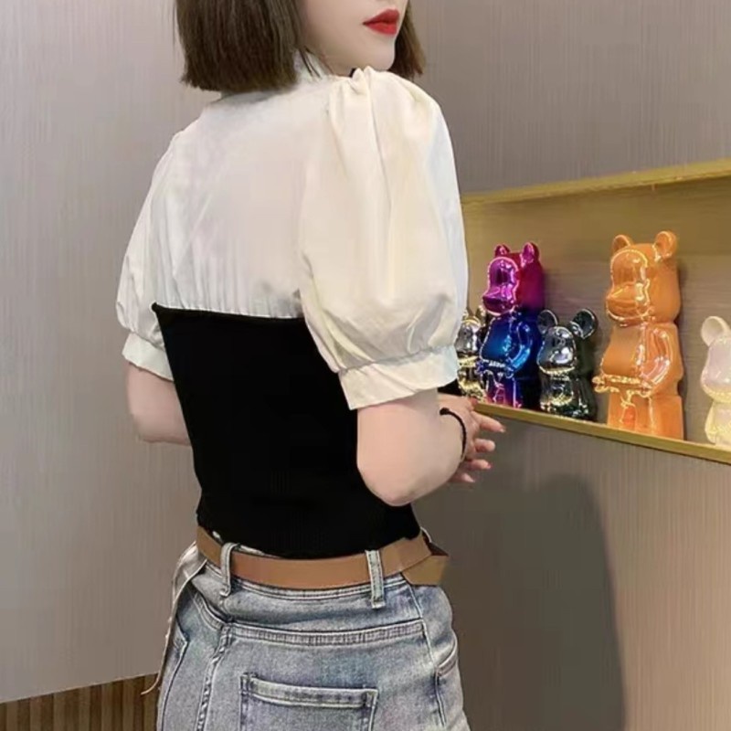 NZN Áo Dệt Kim Tay Phồng Ngắn Thời Trang Dành Cho Nữ