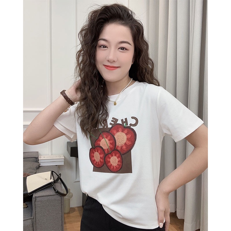 HIIXIIVI Áo Thun 100% Cotton Tay Ngắn Dáng Rộng In Họa Tiết Hoạt Hình Phong Cách Hàn Quốc Thời Trang Mùa Hè